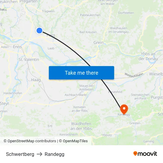 Schwertberg to Randegg map