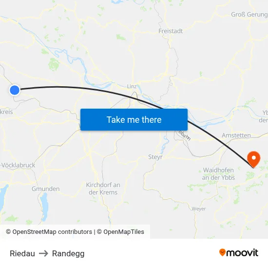 Riedau to Randegg map