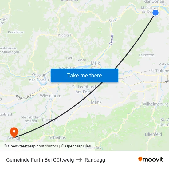 Gemeinde Furth Bei Göttweig to Randegg map
