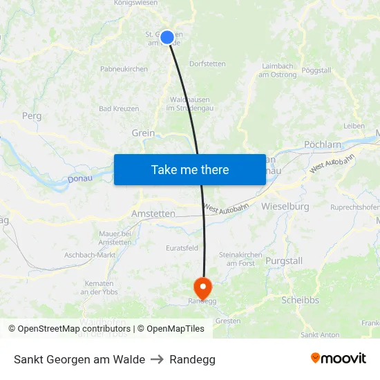 Sankt Georgen am Walde to Randegg map