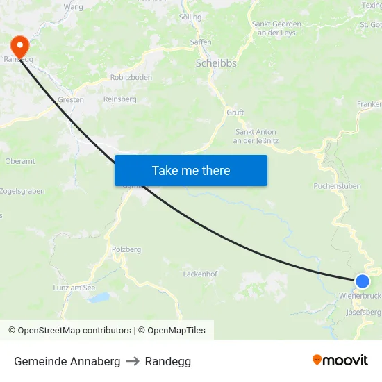 Gemeinde Annaberg to Randegg map
