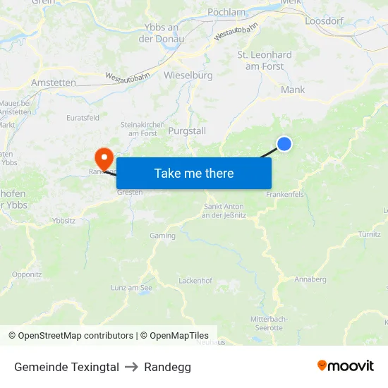 Gemeinde Texingtal to Randegg map