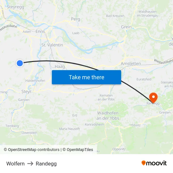 Wolfern to Randegg map