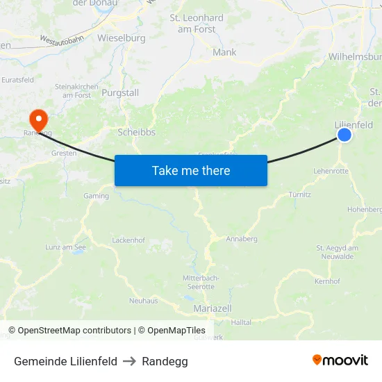 Gemeinde Lilienfeld to Randegg map