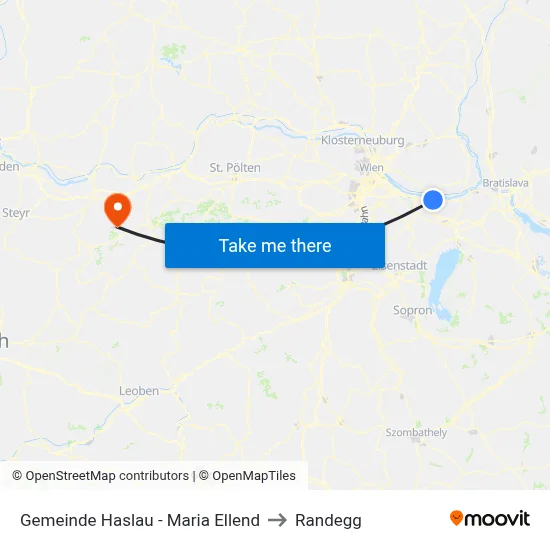 Gemeinde Haslau - Maria Ellend to Randegg map