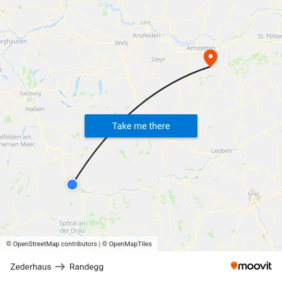 Zederhaus to Randegg map
