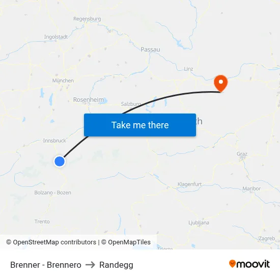 Brenner - Brennero to Randegg map