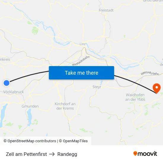 Zell am Pettenfirst to Randegg map