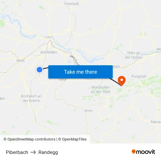 Piberbach to Randegg map