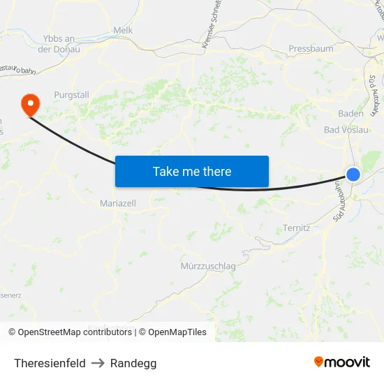 Theresienfeld to Randegg map