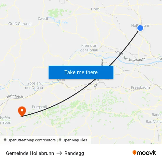 Gemeinde Hollabrunn to Randegg map