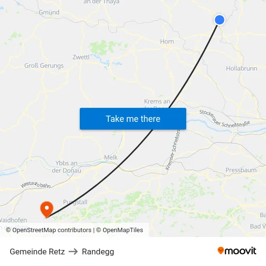 Gemeinde Retz to Randegg map