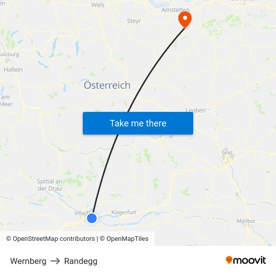 Wernberg to Randegg map