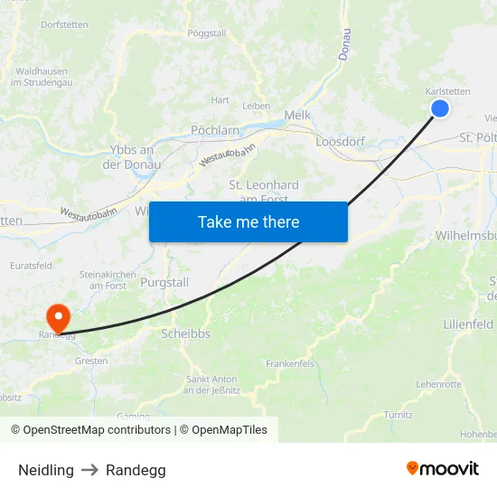 Neidling to Randegg map