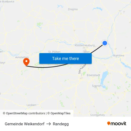 Gemeinde Weikendorf to Randegg map