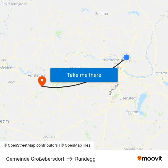 Gemeinde Großebersdorf to Randegg map