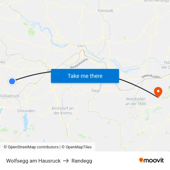 Wolfsegg am Hausruck to Randegg map