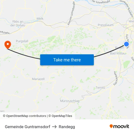 Gemeinde Guntramsdorf to Randegg map