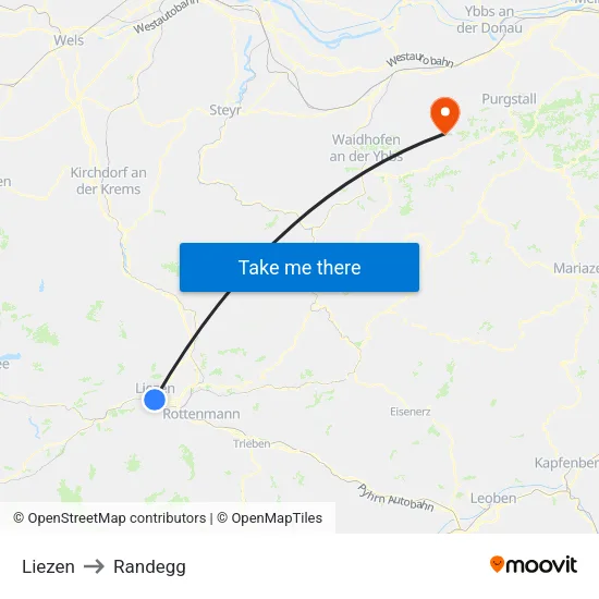 Liezen to Randegg map