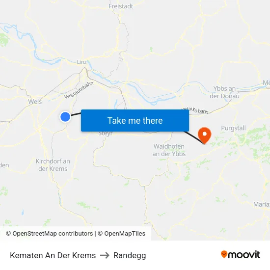 Kematen An Der Krems to Randegg map