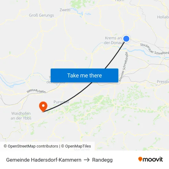 Gemeinde Hadersdorf-Kammern to Randegg map