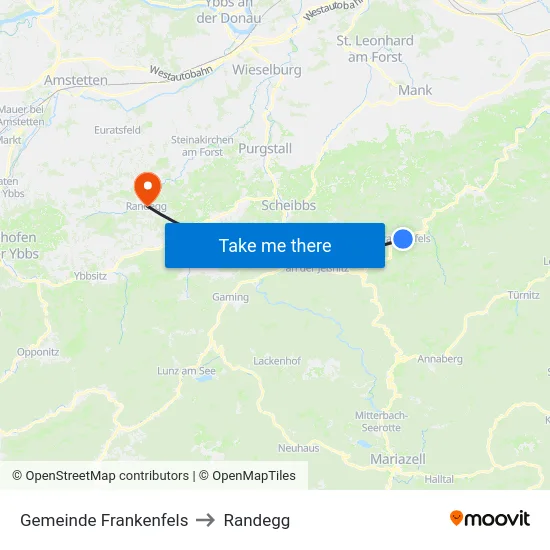 Gemeinde Frankenfels to Randegg map