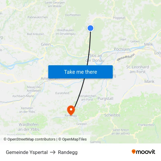 Gemeinde Yspertal to Randegg map