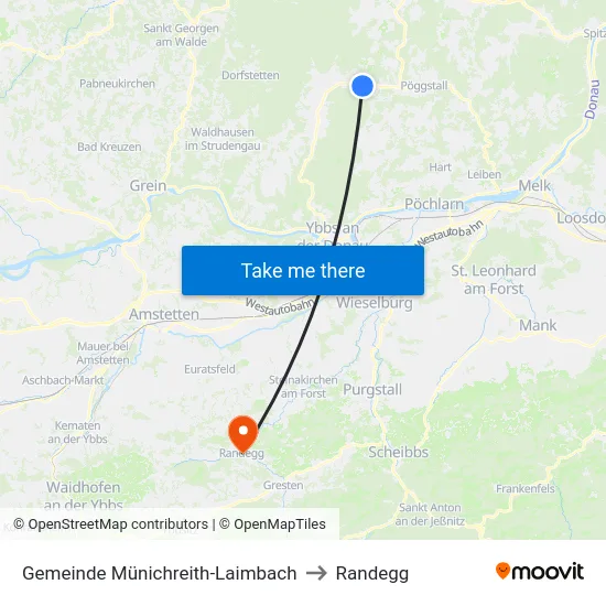 Gemeinde Münichreith-Laimbach to Randegg map