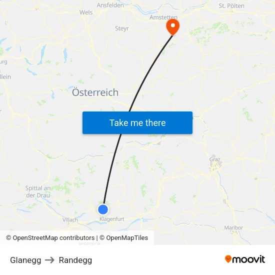 Glanegg to Randegg map