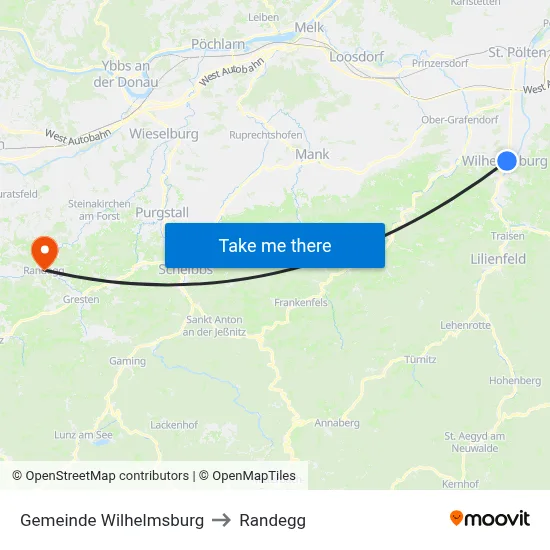 Gemeinde Wilhelmsburg to Randegg map
