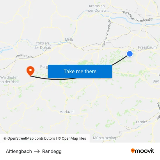 Altlengbach to Randegg map