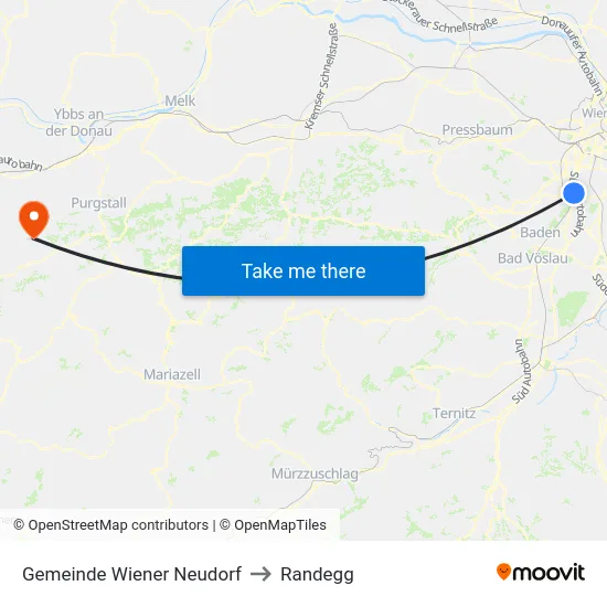 Gemeinde Wiener Neudorf to Randegg map