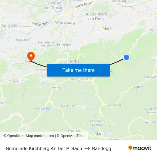 Gemeinde Kirchberg An Der Pielach to Randegg map