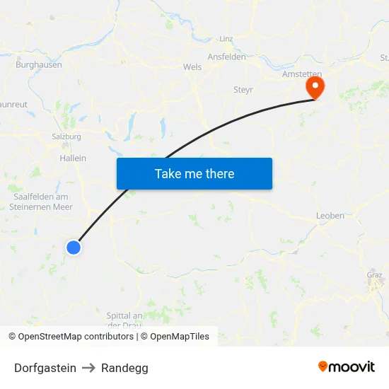 Dorfgastein to Randegg map