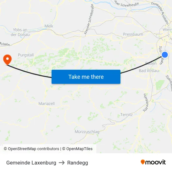 Gemeinde Laxenburg to Randegg map