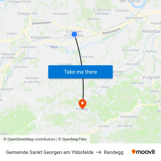 Gemeinde Sankt Georgen am Ybbsfelde to Randegg map