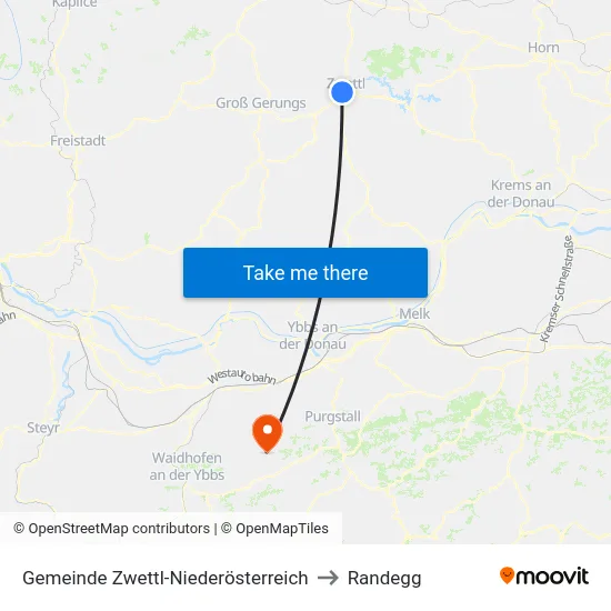 Gemeinde Zwettl-Niederösterreich to Randegg map