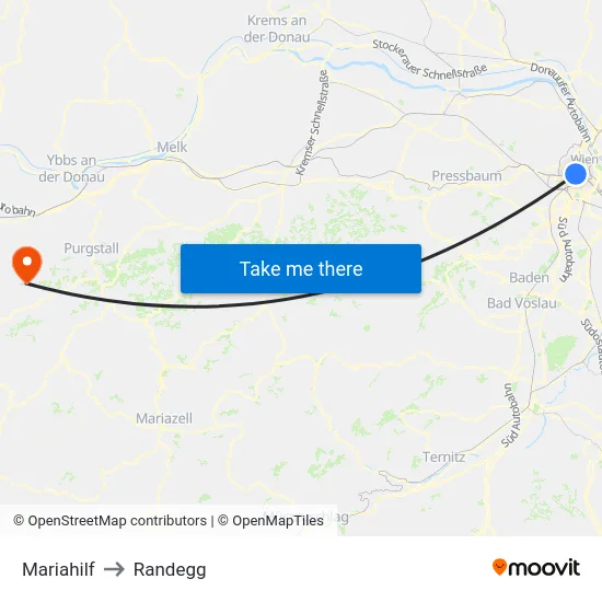 Mariahilf to Randegg map