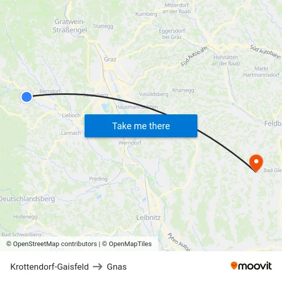 Krottendorf-Gaisfeld to Gnas map