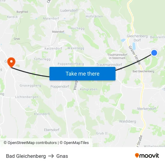 Bad Gleichenberg to Gnas map