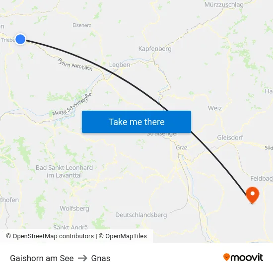 Gaishorn am See to Gnas map