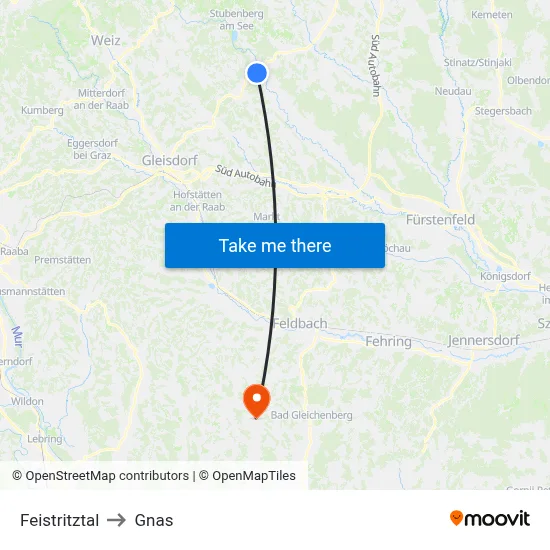 Feistritztal to Gnas map