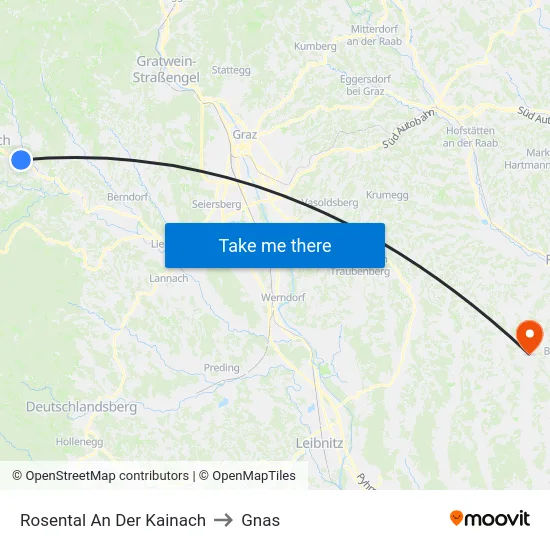 Rosental An Der Kainach to Gnas map