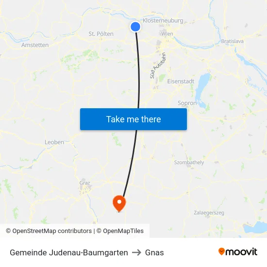 Gemeinde Judenau-Baumgarten to Gnas map