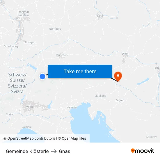 Gemeinde Klösterle to Gnas map