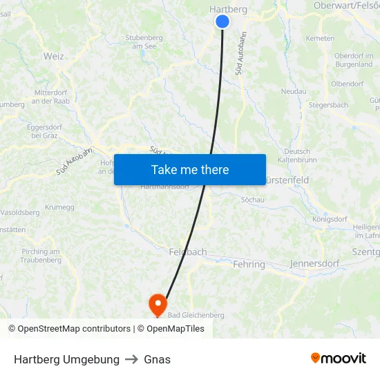 Hartberg Umgebung to Gnas map