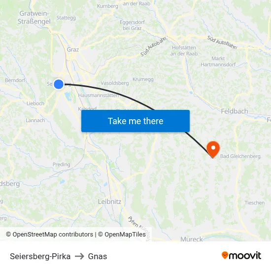 Seiersberg-Pirka to Gnas map