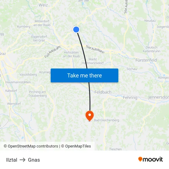 Ilztal to Gnas map