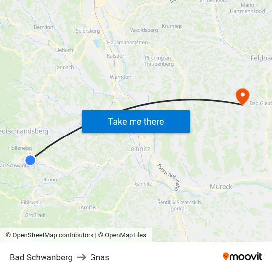 Bad Schwanberg to Gnas map