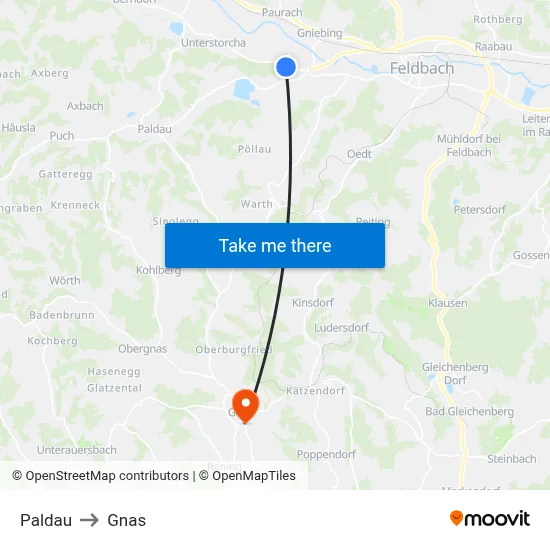 Paldau to Gnas map
